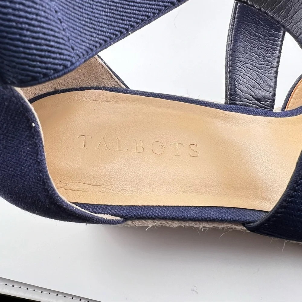 Talbots Navy Canvas Espadrille Wedge Sandals